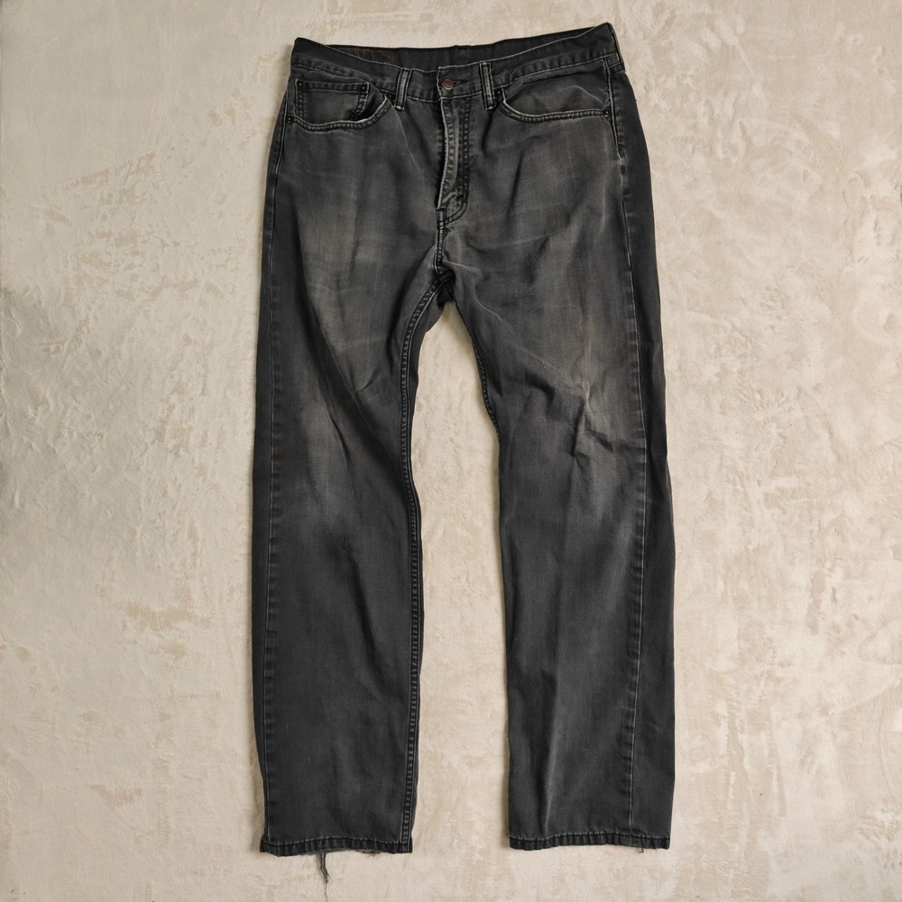 Levis 505 Regular Fit Mens Jeans 34x32 Faded Black Straight Leg Denim 005050716